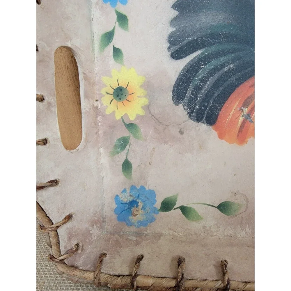 Rooster Chicken Serving Tray Display Handpainted Vintage Farmhouse